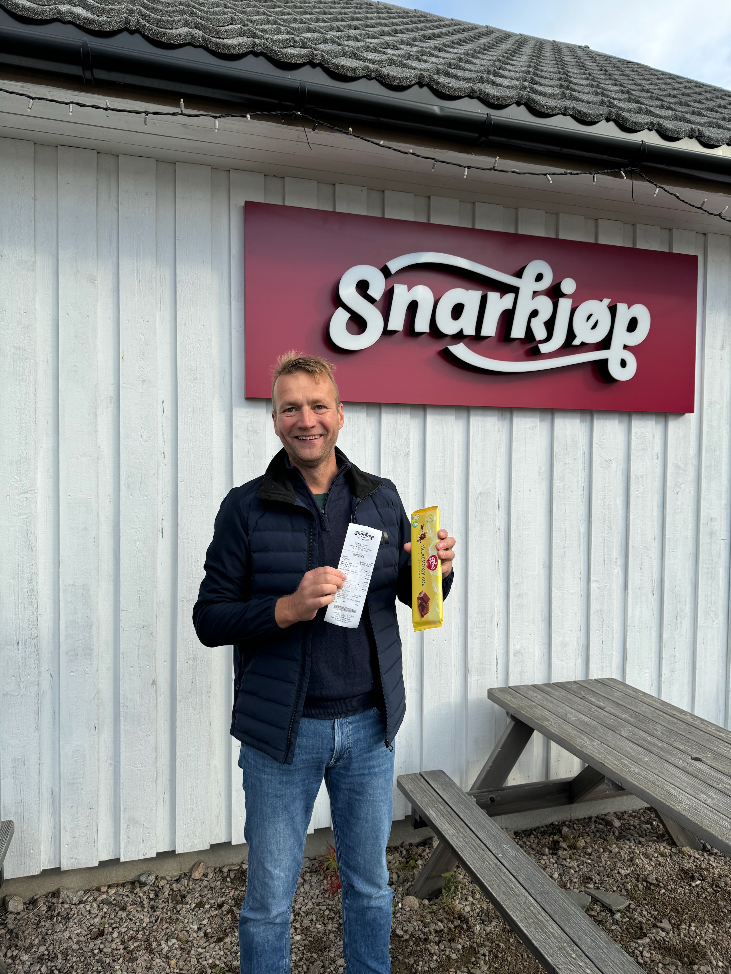 Første kunde ble Anton Ulriksen som vant en plate Freia melkesjokolade i premie